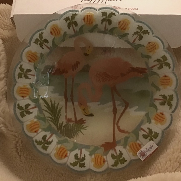 Peggy Karr Glass Other - Vintage RARE SIGNED Peggy Karr Flamingo Plate